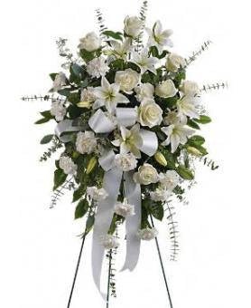 All White Fresh Flower Standing Spray