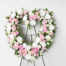 Pink & White Fresh Flower Heart