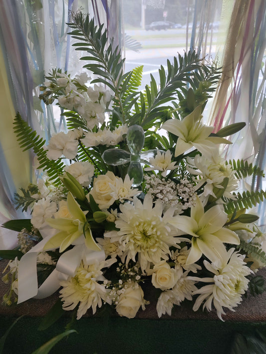 Table Top Arrangment with Glass Cross