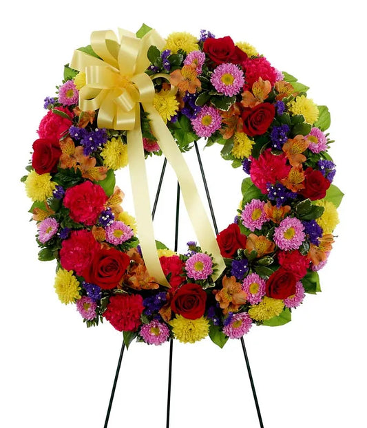 Multi-Color Fresh Flower Wreath