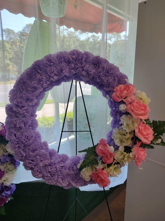 Silk funeral wreath for service and gravesite
