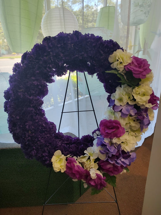 Silk wreath purple for  funeral sevice and graveside