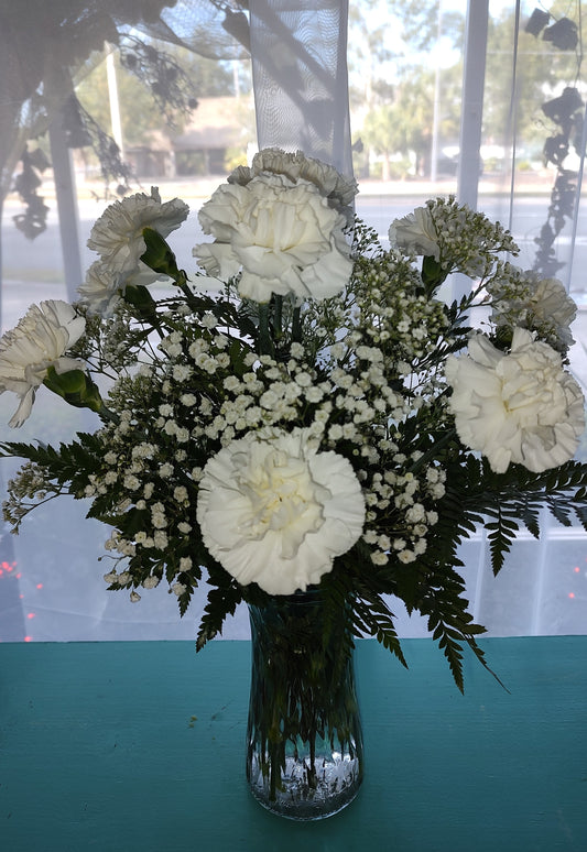 Dozen White Carnations