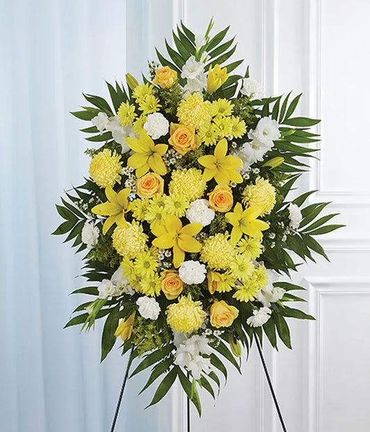 Yellow & White Fresh Flower Standing Spray